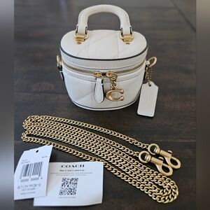 Coach Trail Crossbody Bag 12 Chalk & Brass Pillow Quilted